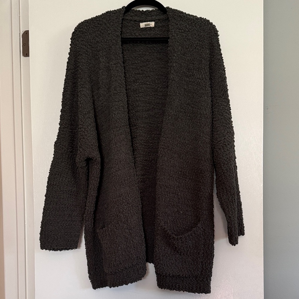 Cupio Dark Olive/Gray Textured Cardigan
